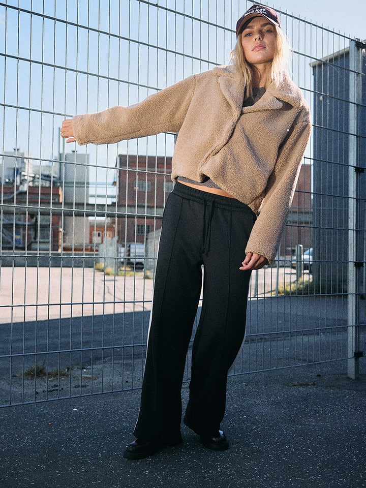 Noisy may Teddyjacke "CROPPED TEDDY" in Beige - S