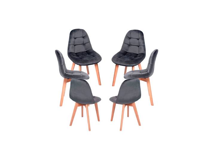 6er Set Kelen Samt Stühle - Gris dunkel