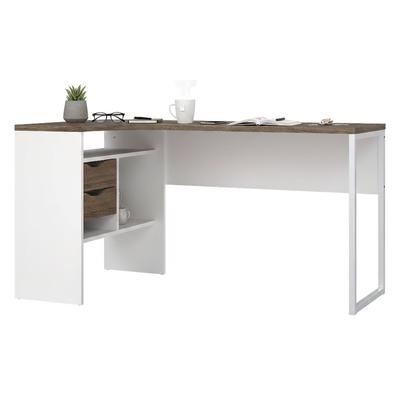 Dmora Moire - Schreibtisch, 145x81x77h cm Weiß, 2 Schubladen