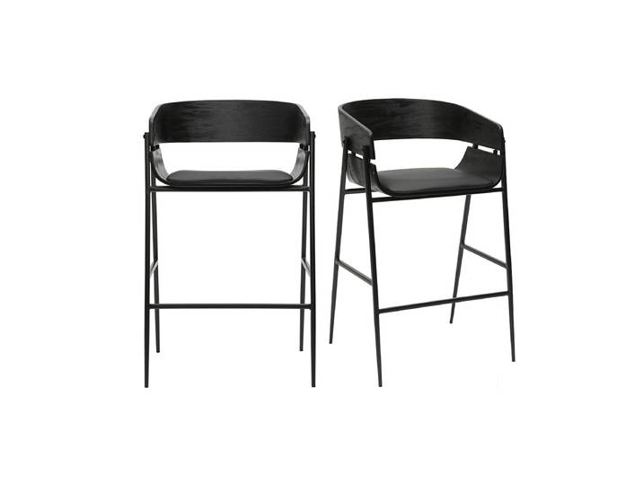 Tabourets de bar design noirs (lot de 2) WESS