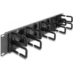 Delock 19? Kabelmanagement Rangierpanel mit 8 Gummi Kabeldur, Serverschrank Zubehör, Grau