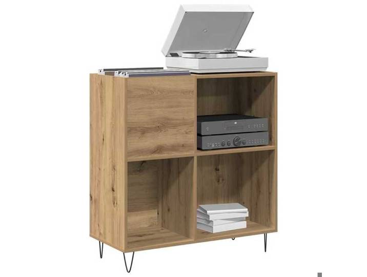Meuble à vinyles 85x38x89 cm en bois d'ingénierie chêne artisanal - 4 étagères - Charge maximale 140 kg - Pour disques vinyles 92168