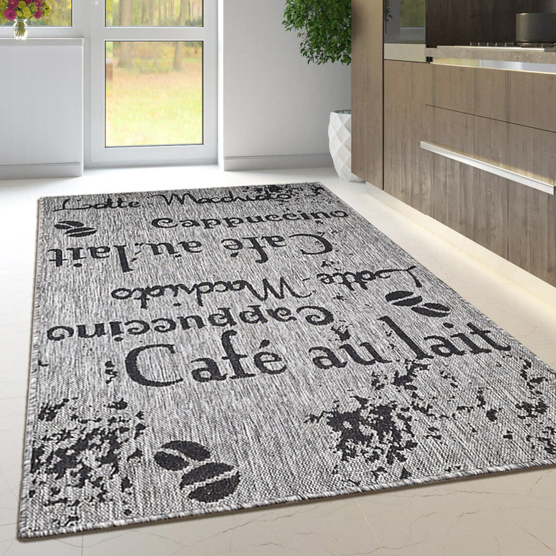 Lark Manor Non Slip Coffee Rug Flat Weave Kitchen Living Room Carpet Grey Rectangle 160 x 225 cm