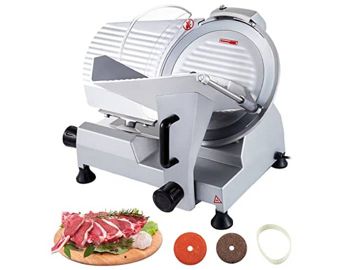 VEVOR Kommerzieller Fleisch Allesschneider 320 W, Elektrische Aufschnittmaschine Lebensmittelschneider mit 30,48 cm-Kohlenstoffstahlklinge, 0–15 mm Einstellbare Dicke für Fleisch, Käse usw.