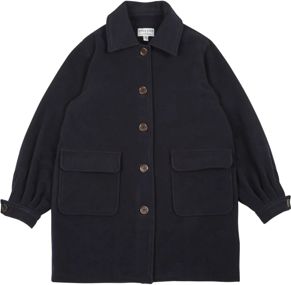 Emile et Ida Manteau Elvin Laine Lavée Bleu marine S