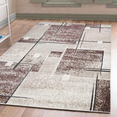 Teppich OTTO HOME "Deblin" Gr. 2, beige (sand), B:80cm H:9mm L:150cm, Kunstfaser, Teppiche, Teppich, weicher Flor, Kurzflor, Karo-Design, modern, geometrisches Muster