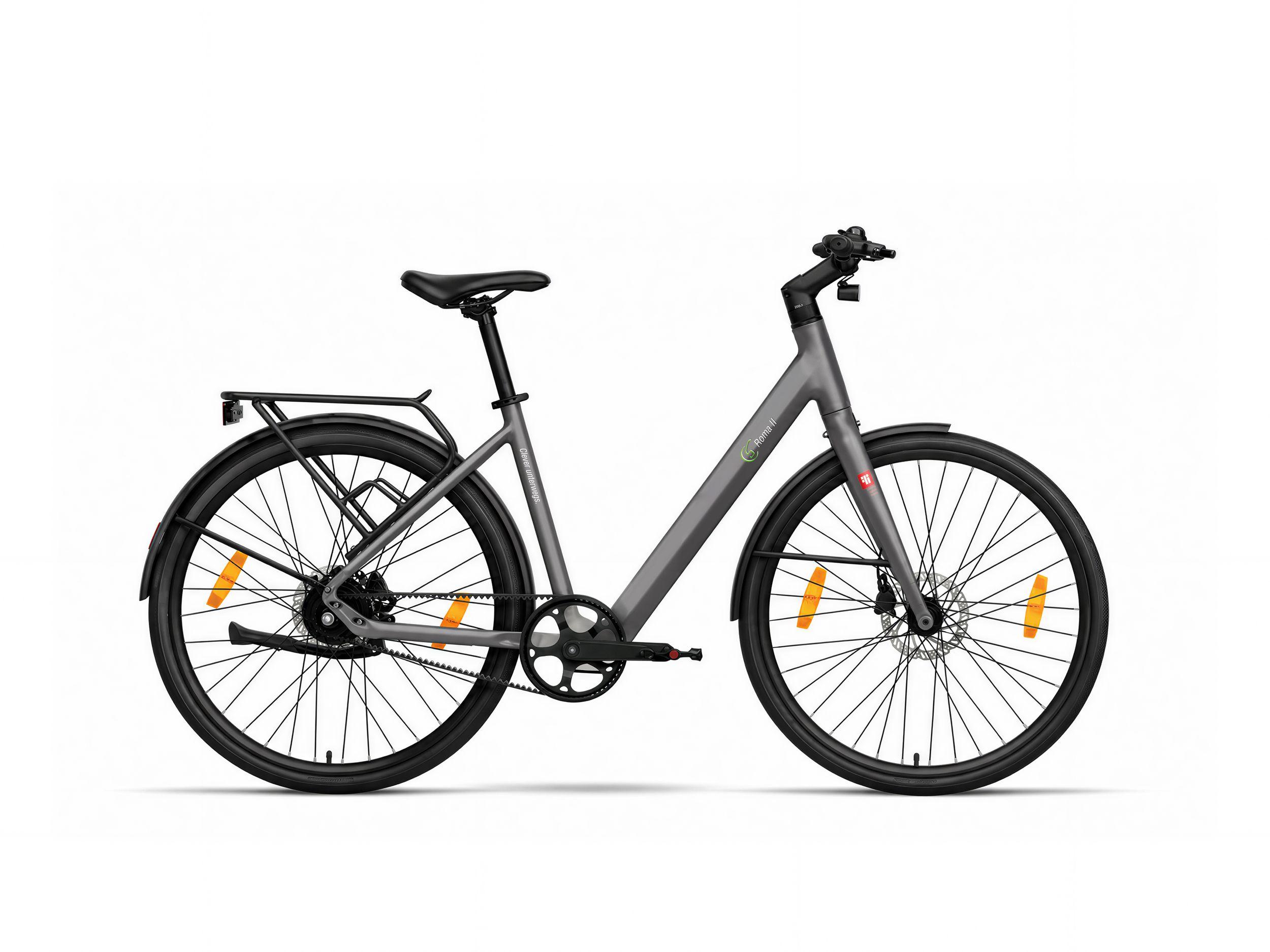 SachsenRAD City E-Bike C3V Roma II, 28" 18kg Ultraleicht Elektrofahrrad mit Riemenantrieb, 6km/h Schiebehilfe, KI-Unterstützung, für Damen/Herren Grau