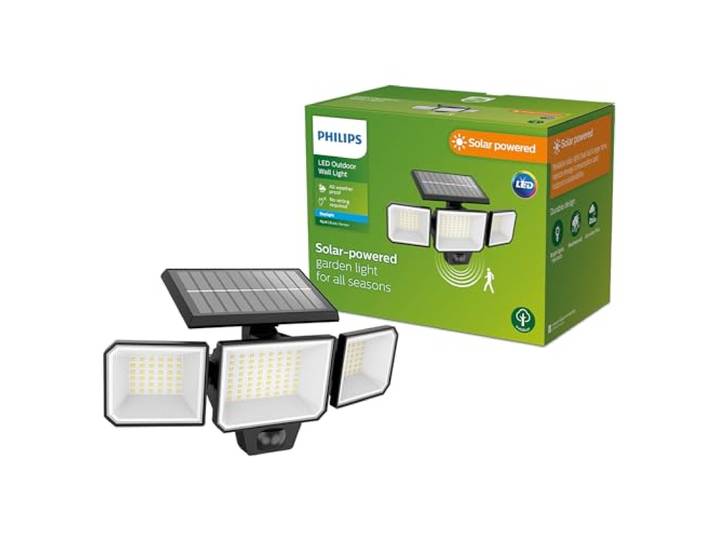 Philips Outdoor Solar Nysil Wand-Sicherheitslicht, Schwarz