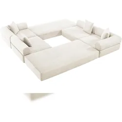 STILVORA Modulares Familiensofa 270x180x90 Beige mit Stauraum, Flexibel Umwandelbar zum Schlafsofa, Modernes Design für Ihr Zuhause