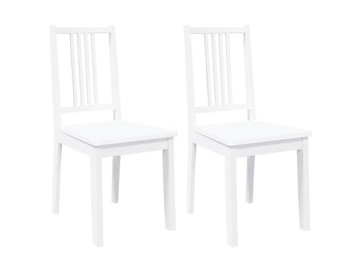 vidaXL Esszimmerstühle 2Er Set Weiss Massivholz Gummibaum, Weiß, Holz, 47.5x89x40 cm, Esszimmer, Stühle