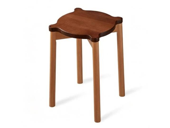 YDHFCD Massiver Holz Hocker Stabil Rund mit Dicken Beinen Glatte Wellenkante, Rutschfeste Filzgleiter, Kreuzverbindung, Stapelbar(Style 3)
