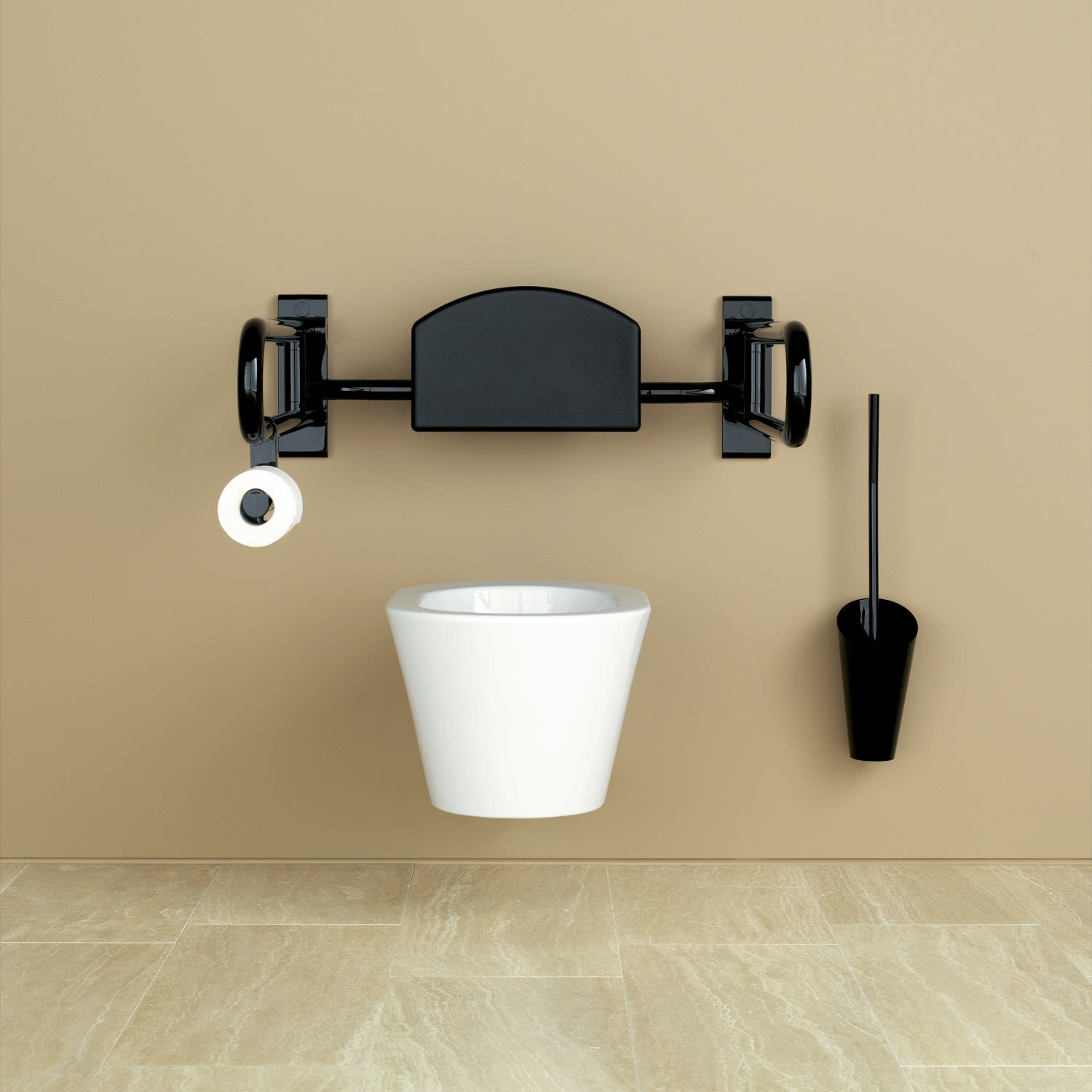 HEWI Serie 477/801 Stützklappgriff, drehbar, Accessoires, 801.50B120 95, felsgrau, matt