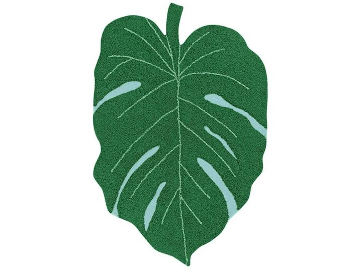 Tapis coton motif feuille tropicale monstera 120x160