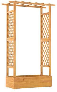 Costway 70 Inch Wooden Raised Garden Bed with Lattice Trellis-Natural