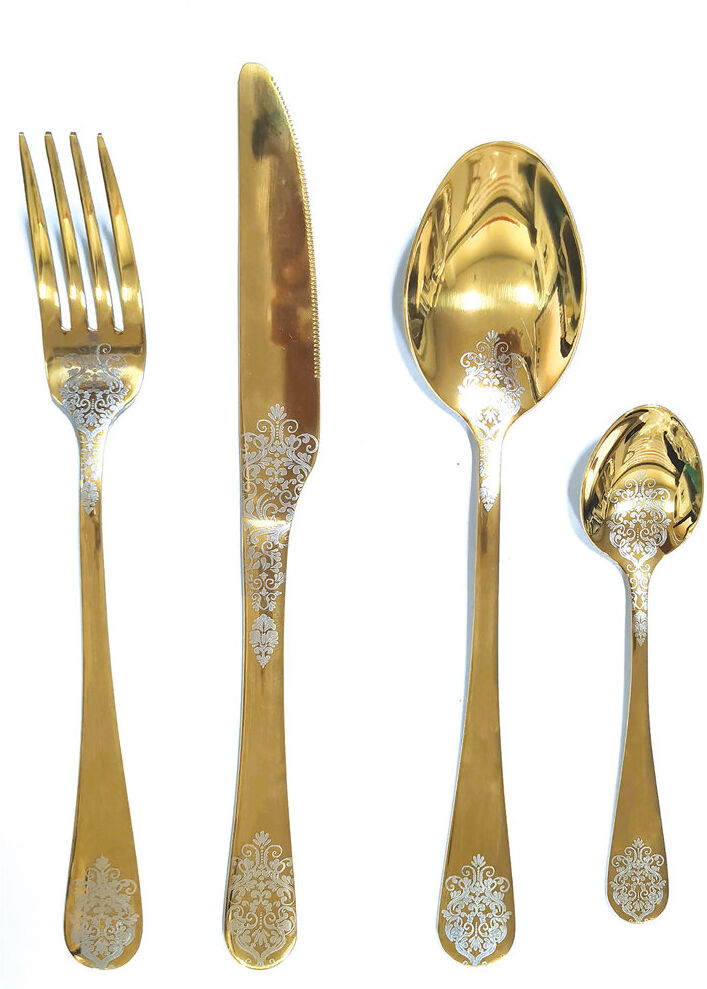 Aulica 24 PIECES SHINY GOLD CUTLERY Gold 24
