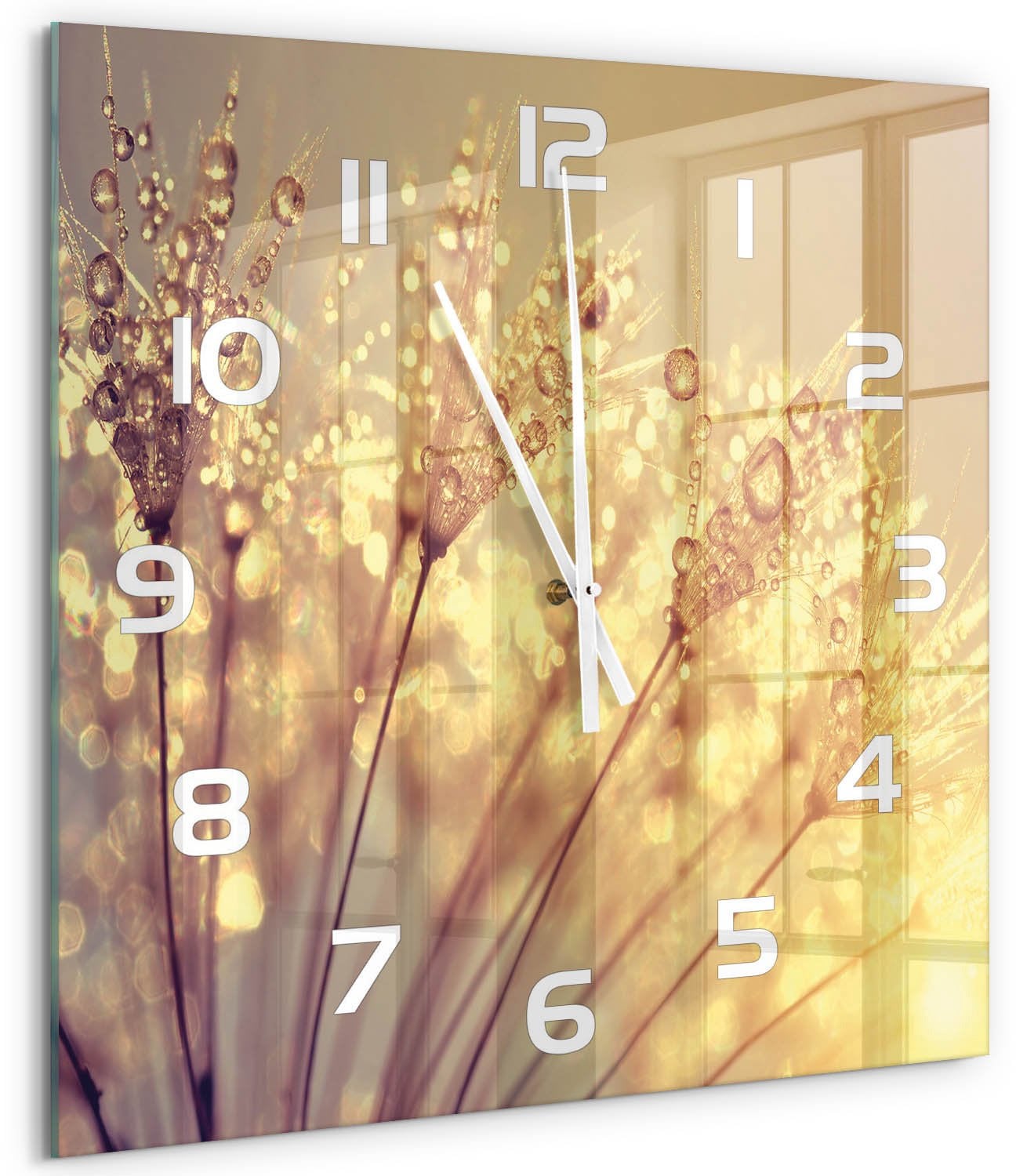 Tulup Wandklok met Paardenbloemzaden Decoratie - Beige - 60 x 60 cm