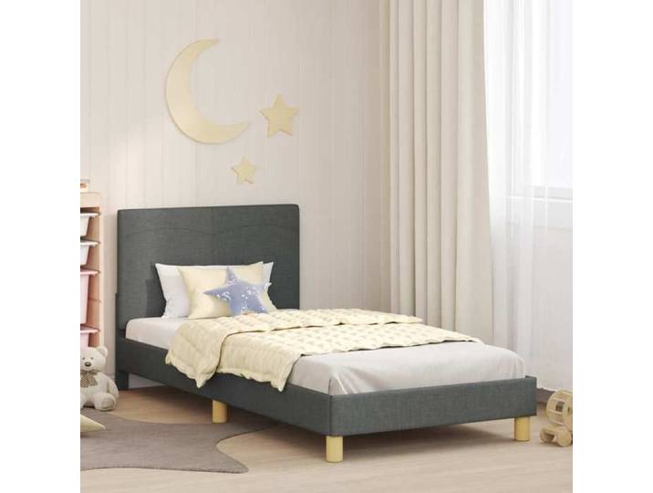 Maison Exclusive - Children's Bed Frame with Headboard Gris foncé 90 x 190 cm