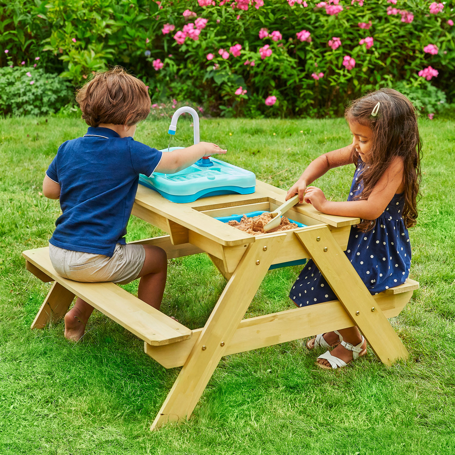 TP Toys Kinderpicknicktafel met wasbakje en wastafel, naturel