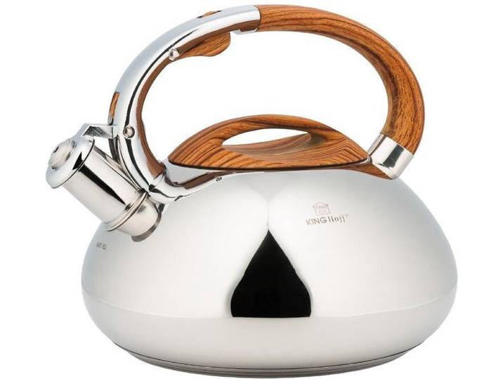 Kinghoff 3274 - Fluitketel - RVS - 3 liter - houten handvat