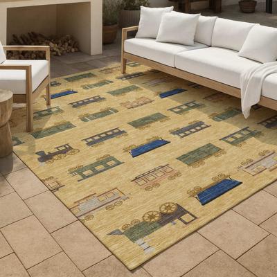Addison Rugs Machine Washable Indoor/ Outdoor Modern Train Chantille Rug