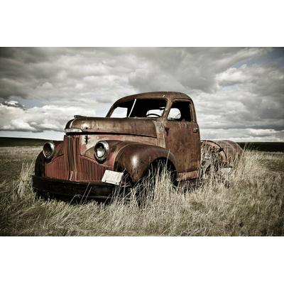 Fototapete PAPERMOON "Altes Auto", bunt, B:4,5m L:2,8m, Vlies, Tapeten