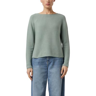 Strickpullover COMMA, Damen, Gr. 38, grün (khaki), Strick, Obermaterial: 60% Baumwolle, 40% Polyester, unifarben, normal hüftbedeckend, Rundhals, Pullover Strickpullover, mit feinem Struktur-Muster