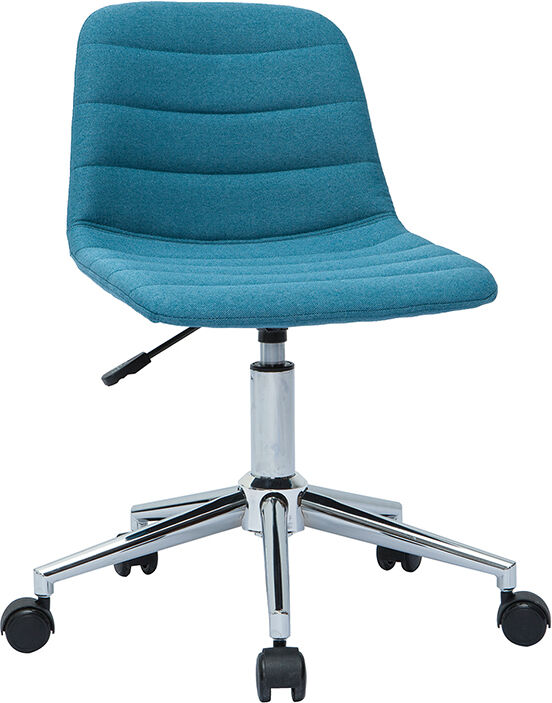 Miliboo Design-Bürostuhl entenblauer Stoff und verchromter Stahl SAURY
