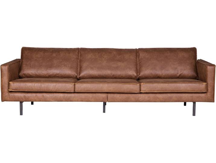 WOOOD 3-Sitzer Rodeo Bezug mit Zickzack-Federung, Metallbeine, H 85 x B 277 x T 86 cm, Recycling-Lederfaser-Verbundstoff, Tragkraft 250 kg, pleigleicht