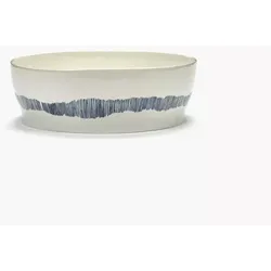 Serax Salatschüßel weiß blaue Streifen Feast von Ottolenghi 28.5cm