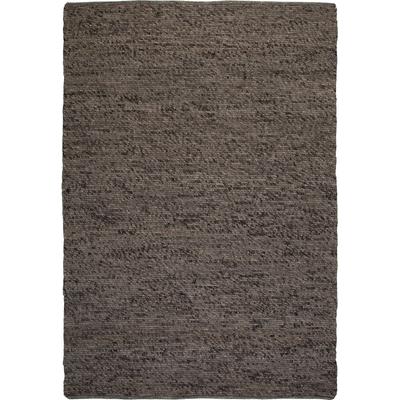 Wollteppich KAYOOM "Kvell 875", braun (graphit), B:140cm H:13mm L:200cm, Wolle, Teppiche, Kurzflor, Handgewebt, Modernes Muster, Uni, Wolle