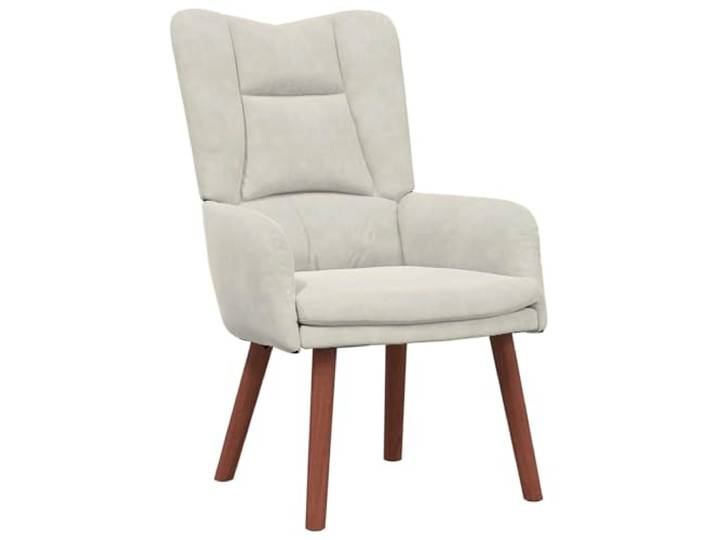 Heofavd Relaxsessel Samt Creme Polstersessel Massivholz 63x67x94 cm