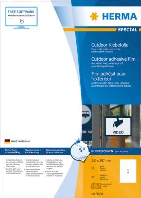 Herma wetterfeste Etiketten aus Polyesterfolie, 50 Etiketten, 50 Bogen