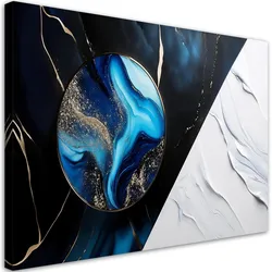 LEINWANDBILD Blaue Abstraktion mit goldenem 3D-Effekt 60x40cm