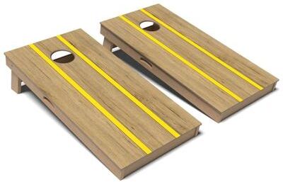Skip's Garage Canary Yellow Pinstripes Cornhole Board Set