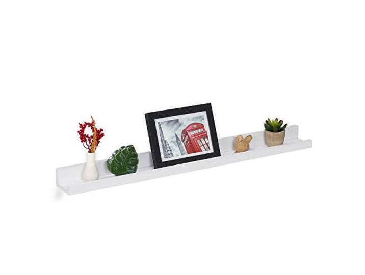 Relaxdays fotoplank, 80 cm breed, smalle wandplank voor fotolijstjes, wit