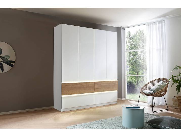 Drehtürenschrank Winnipeg 181cm mit Beleuchtung Weiß/Alpinweiß