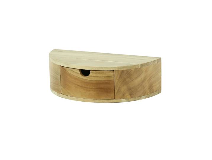 Table de chevet murale en demi lune 1 tiroir en acacia massif