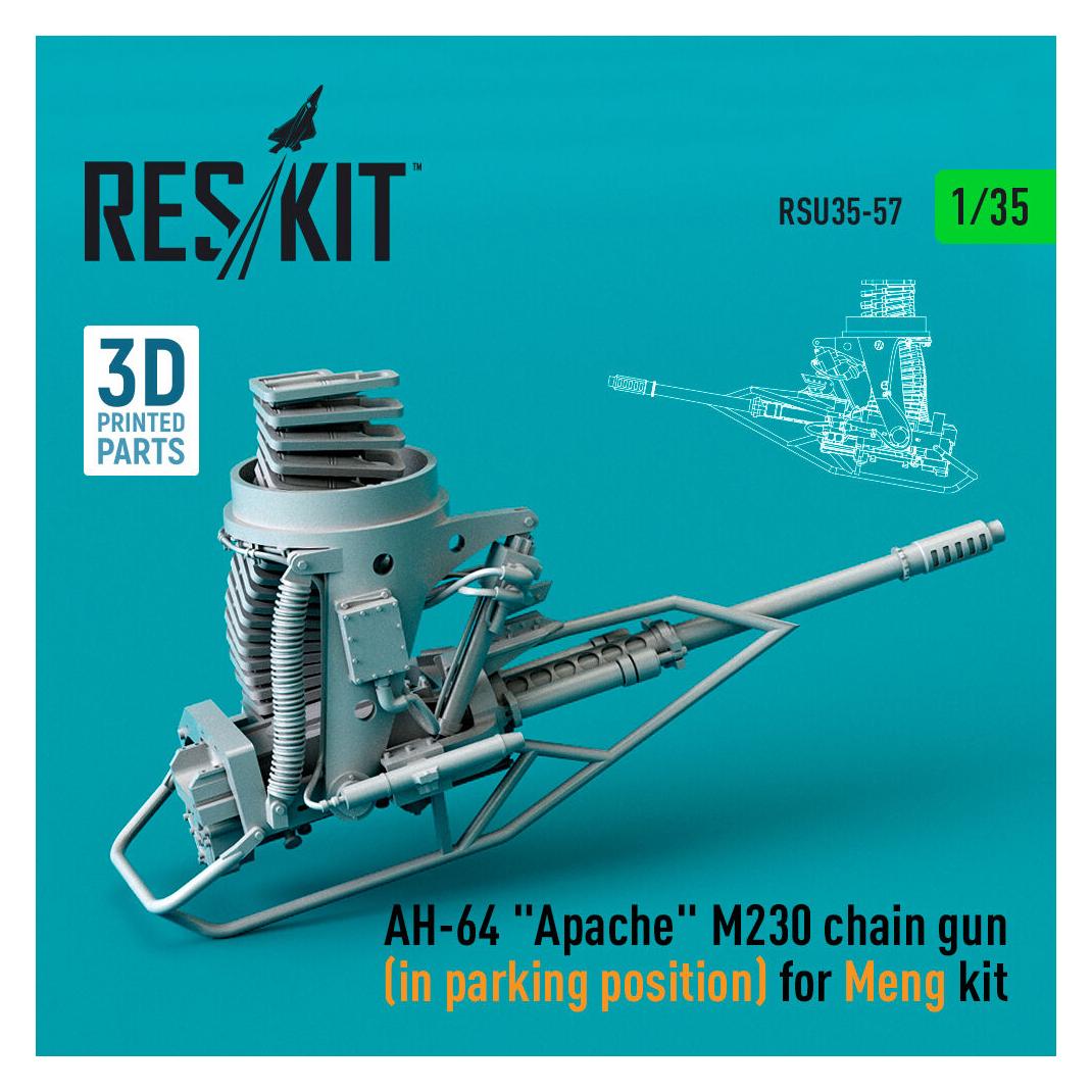 ResKit AH-64 Apache M230 chain gun (in parking position) for Meng kit (3D Printed) (RSU35-0057)