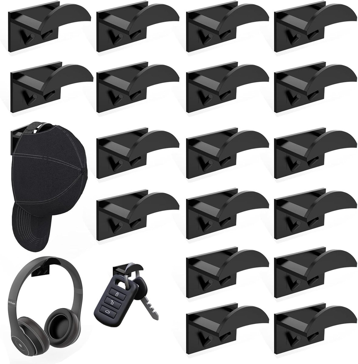 18x Zelfklevende Muurhaken voor Hoeden en Accessoires - Organizer
