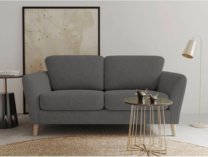 2-Sitzer Sofa, Strukturstoff, Dunkelgrau, 170×90 cm, Landhausstil, Home-affaire