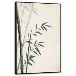 LEINWAND Bilder mit Rahmen - Japandi - Bambus - Beige - 90x140