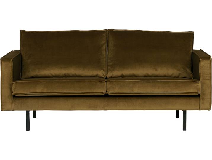 2,5-Sitzer WOOOD Rodeo Bezug mit Zickzack-Federung, Metallbeine, H 85 x B 190 x T 86 cm , braun (honiggelb), B:190cm H:85cm T:86cm, Sofas, 2 5-Sitzer, Velvet-Bezug, Tragkraft 200 kg, Maximale Verschleissfestigkeit