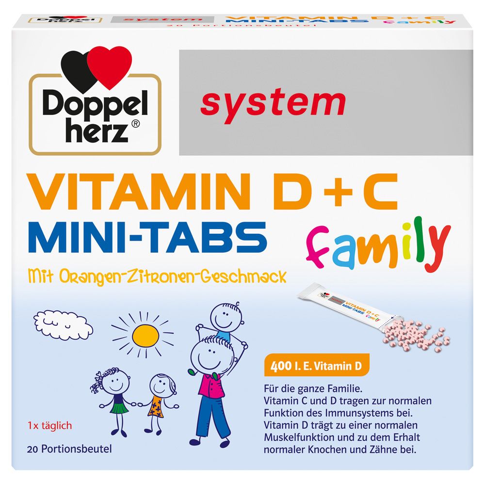 Doppelherz Vitamin D+C Mini-Tabs family system 20 St Pellets