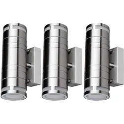 3er Set RGB LED Außen Lampen Fassaden Up Down Strahler dimmbar Fernbedienung Wand Leuchten Garten