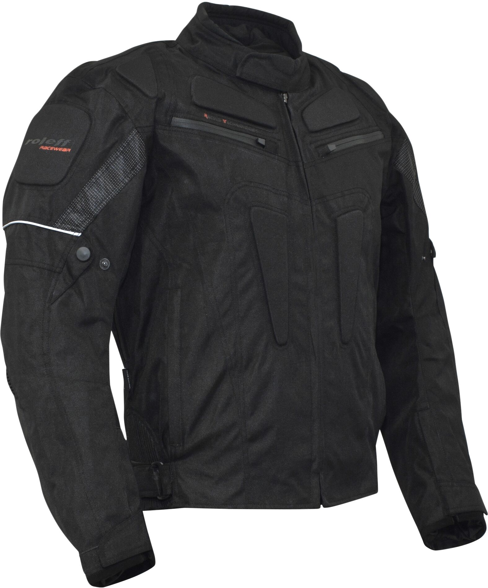 Motorradjacke ROLEFF "RIGA" Gr. M, schwarz, Jacken, M, Obermaterial: 100% Polyester. Innenfutter: 100% Polyester, Motorradjacke, Mit Sicherheitsstreifen