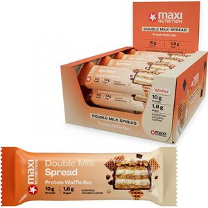 MaxiNutrition Proteinriegel Waffle Bar, 12 Riegel, Double Milk Spread, je 39 g, pro Riegel 10 g Protein