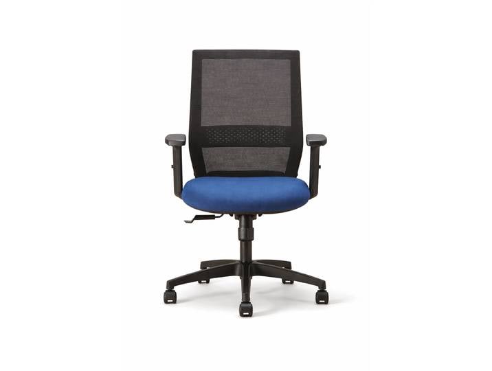Fauteuil ergonomique Théo - Assise Tissu et dossier Maille avec accoudoirs 3D - Bleu