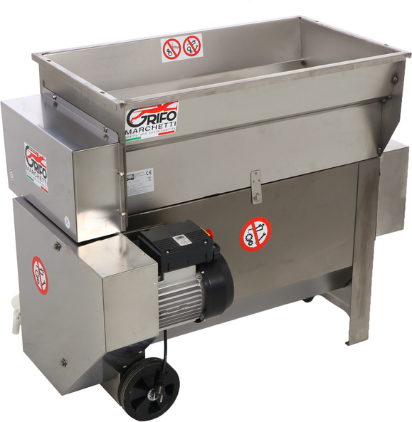 Grifo DVEP20IR - Elektrische Abbeermaschine aus Edelstahl mit Pumpe und Walzen - mit Schutzvorrichtungen