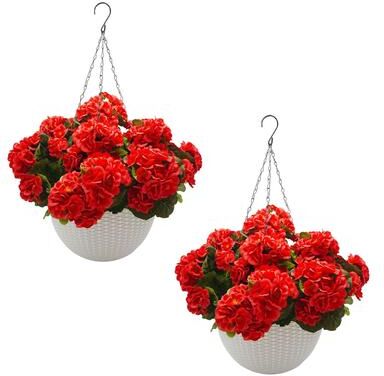 Garvee 2-Pack 26 cm Half-Round Geranium Hanging Baskets - Pink, Red, White