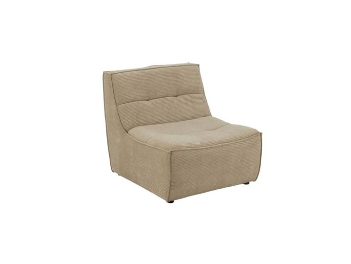 Fauteuil chauffeuse lounge en velours côtelé crème